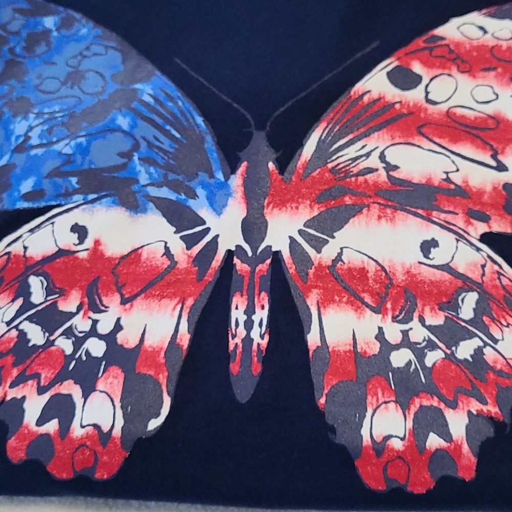 NEW American Flag Butterfly Top T-shirt Women'sPatriotic USA Red White Blue 1X - Picture 3 of 7